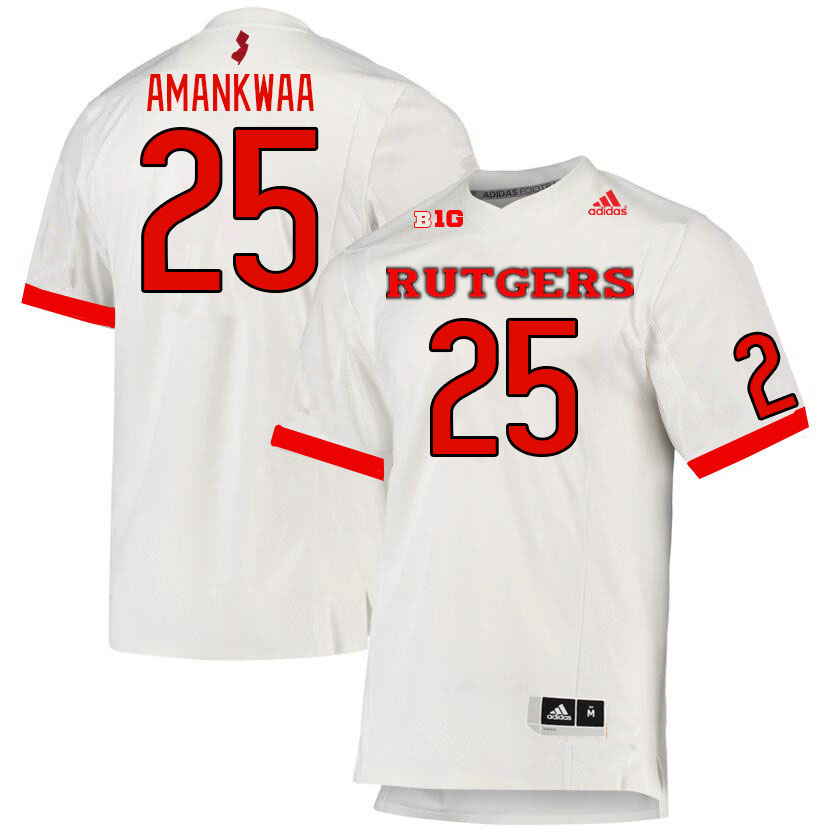 Men #25 Charles Amankwaa Rutgers Scarlet Knights College Football Jerseys Stitched Sale-White